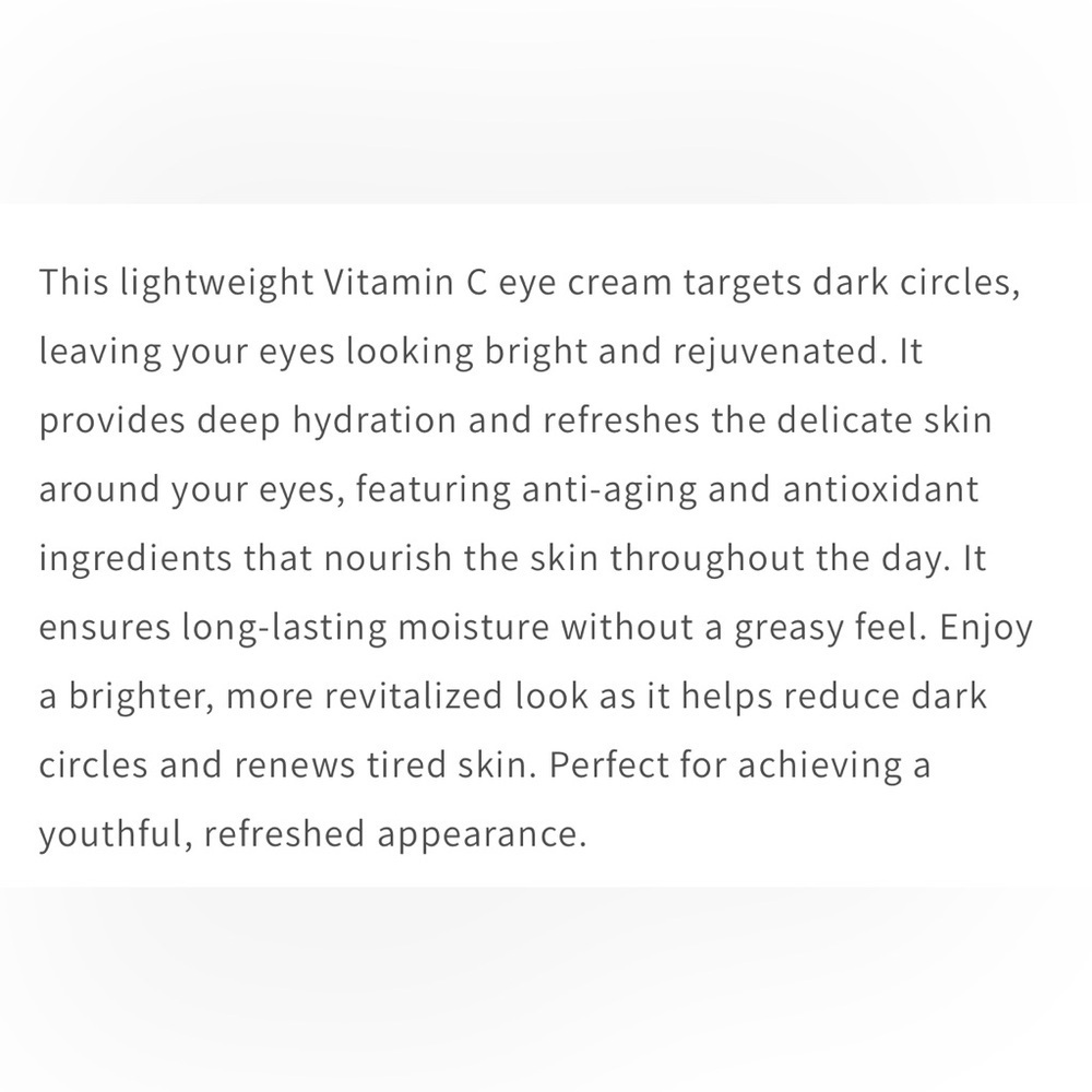 New/Sealed Context Viamin C All Day Eye Cream Targets Dark Circles Hydrates Skin - Picture 2 of 5